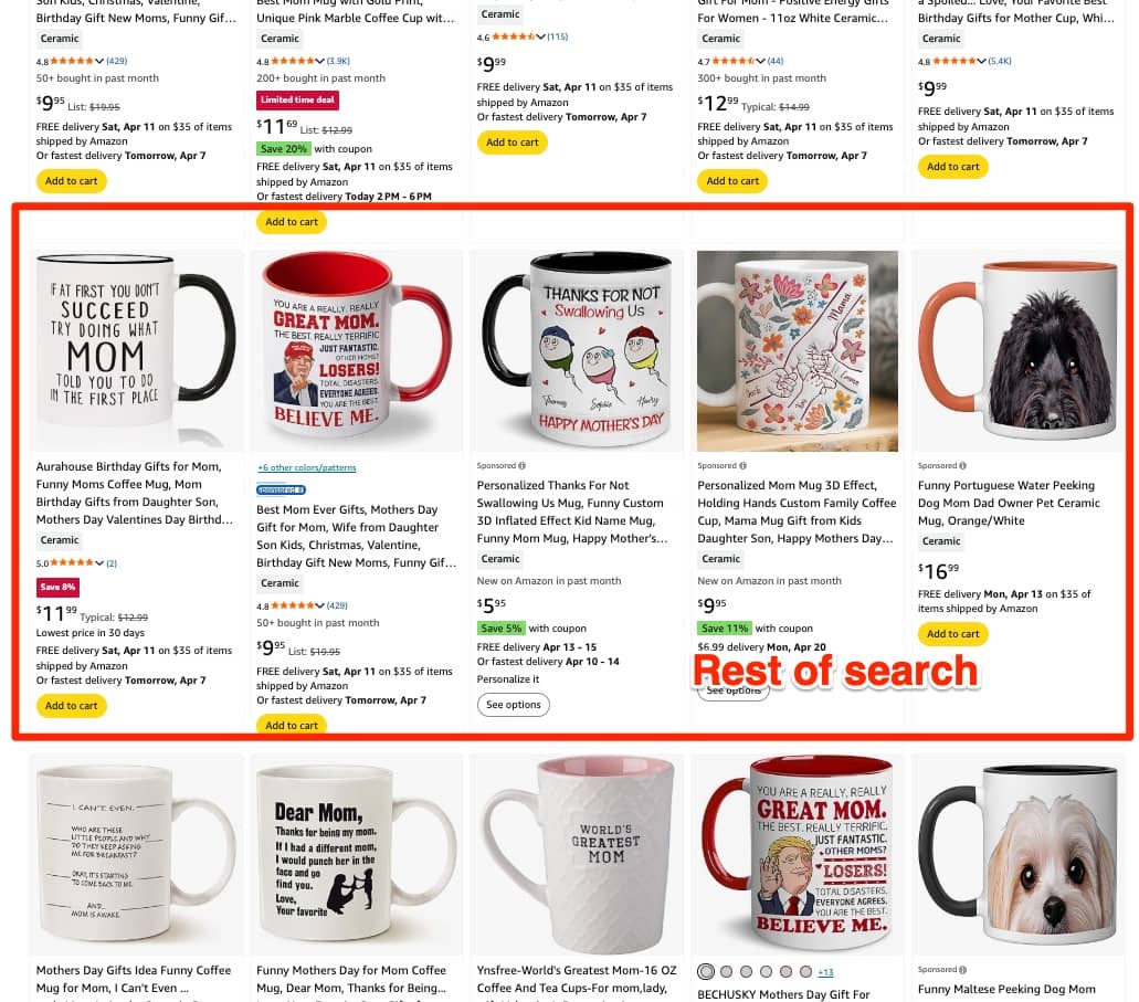 Amazon Ads Rest of Search placement